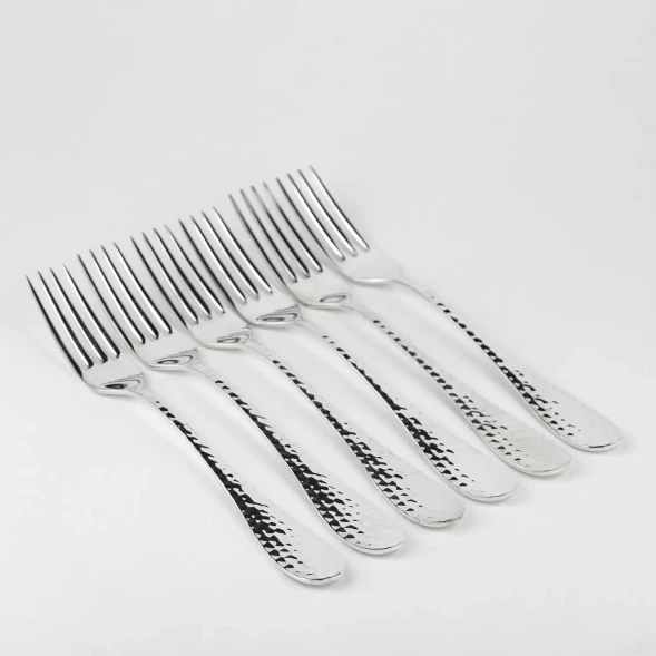 1643НБ01801 Серебряный столовый набор  "Капелька кованая" на 6 персон (6 предметов)