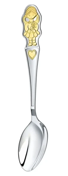 1029НБ05802 Серебряный детский набор «Девочка» с золочением