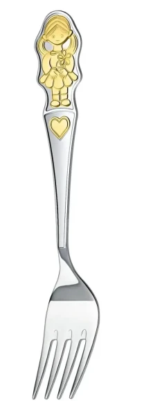 1029НБ05802 Серебряный детский набор «Девочка» с золочением