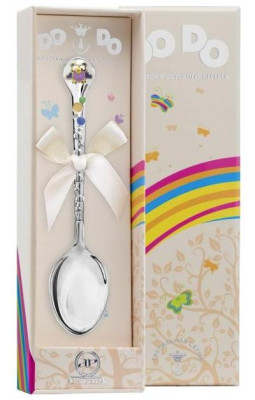 Серебряная детская ложка «Совенок» с эмалью