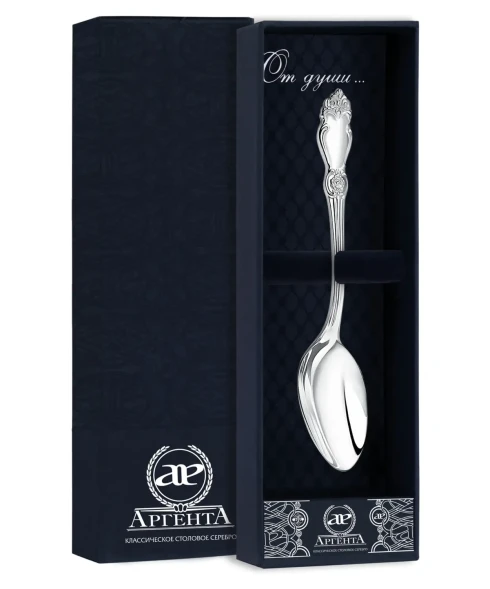1671ЛЖ07801 Серебряная кофейная ложка "Серебряная роза"