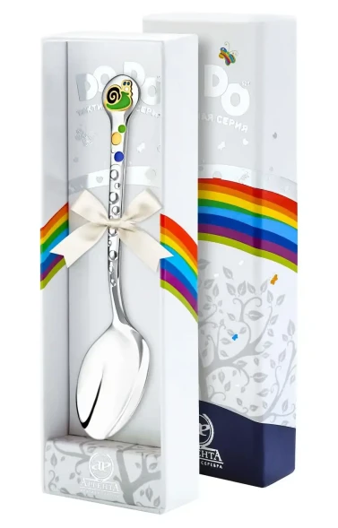 973ЛЖ05808 Серебряная детская ложка «Улитка» с эмалью