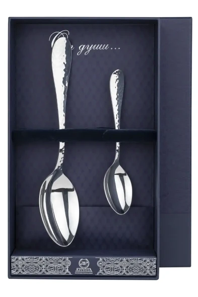 1645НБ01801 Серебряный столовыйнабор "Капелька кованая" на 1 персону (2 предмета)