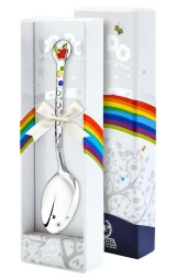 Серебряная детская ложка «Яблочко» с эмалью