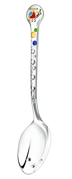 390ЛЖ05808 Серебряная детская ложка «Вертолётик» с эмалью