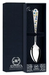 Серебряная чайная ложка «Лето Василек» с эмалью