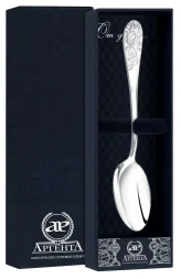 Серебряная чайная ложка «Роза» с белой эмалью