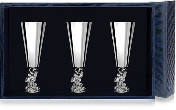 7901 Набор серебряных рюмок «Рыбка» из 3 предметов