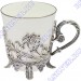 563ЧШ03006 Серебряная чайная чашка «Цветочная» с чернением