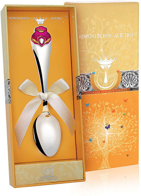 Серебряная детская ложка «Принцесса» с эмалью