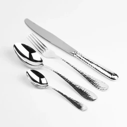 Серебряный столовый набор "Капелька кованая" на 1 персону (4 предмета)