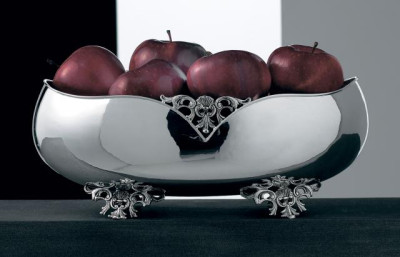 Ваза для фруктов посеребрённая на ножках средняя