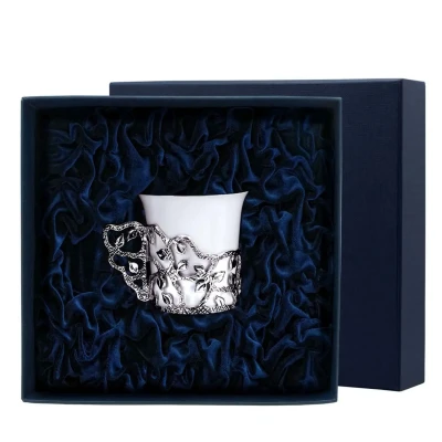 606ЧШ07801 Серебряная кофейная чашка «Листопад»