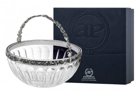 1036КФ23806 Серебряная конфетница с ручкой с чернением