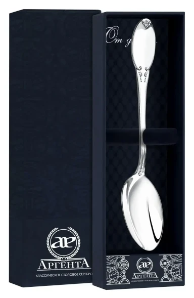 292ЛЖ03801 Серебряная чайная ложка гладкая
