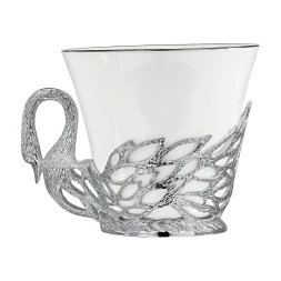 Набор серебряная чайная чашка «Лебедь»
