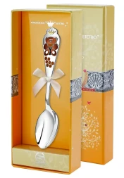 Серебряная детская ложка «Мишка» с эмалью