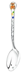 Серебряная детская ложка «Медвежонок» с оранжевой эмалью