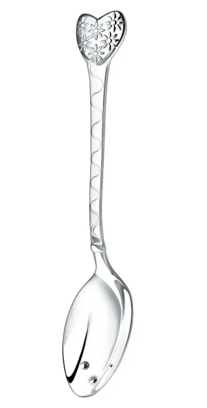 264ЛЖ05801 Серебряная детская ложка «Сердце с цветами»