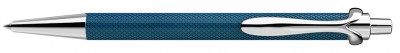 R005102 Серебряная ручка роллер с нажимным механизмом синяя в подарочном футляре