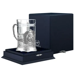 Серебряный подстаканник «Георгий Победоносец» гербовый с чернением