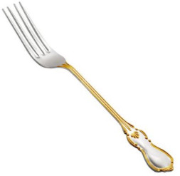 Серебряная столовая вилка «Вензель» с золочением