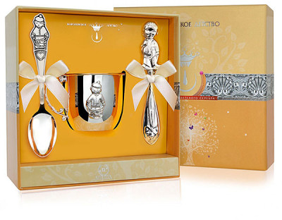 РИ08НБ05801 Набор детского серебра «Мальчик» с погремушкой