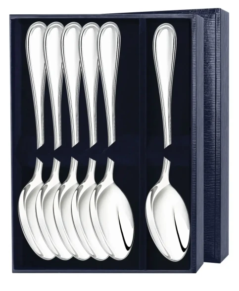 1599НБ01801 Серебряный столовый набор "Капелька" на 6 персон (6 предметов)