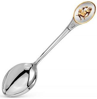 930747ж6 Серебряная чайная ложка «Знак Зодиака Дева» с золочением