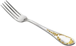 Серебряная столовая вилка «Весна» с золочением