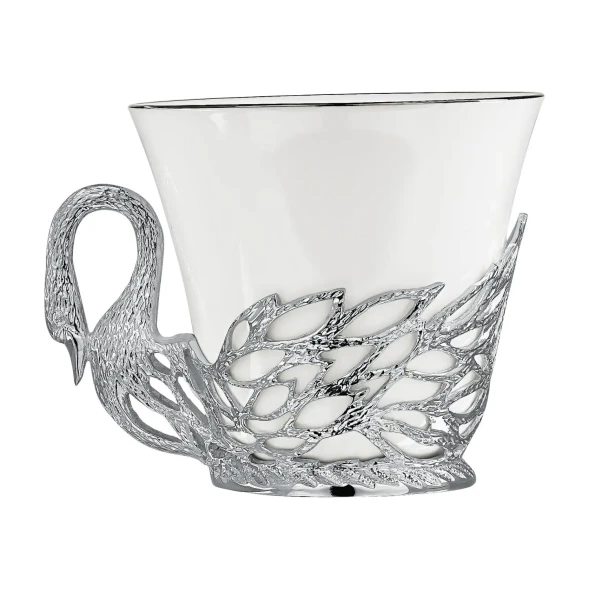 728ЧШ03801 Серебряная чайная чашка «Лебедь»