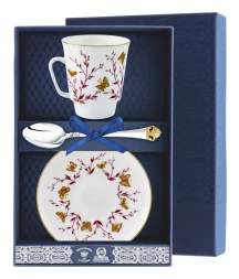 Чайный набор с серебряной чайной ложкой "Майская - Розовые веточки"