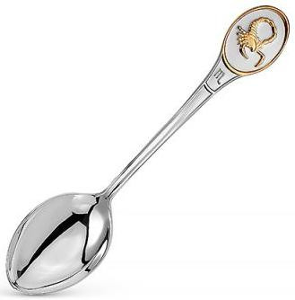 930747ж8 Серебряная чайная ложка «Знак Зодиака Скорпион» с золочением