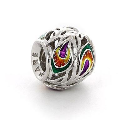 05-0275 Серебряный шарм-подвеска «Перо павлина»