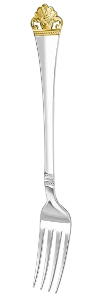 1525НБ01802 Серебряная столовая вилка "Афина" с позолотой