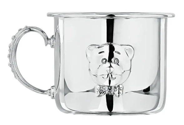 1004КР05801 Серебряная детская кружка «Мишка-малыш»