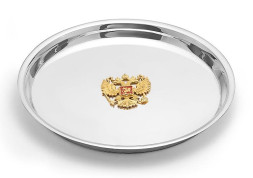 Серебряный поднос "Герб" с золочением