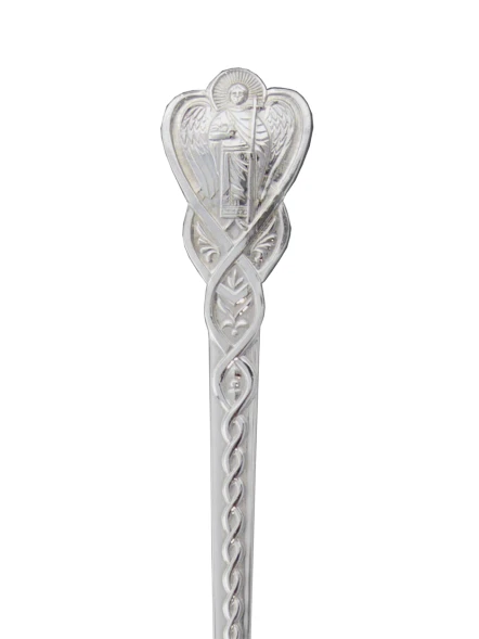 ЛИ004787 Серебряная чайная именная ложка «Олимпиада» с крестом