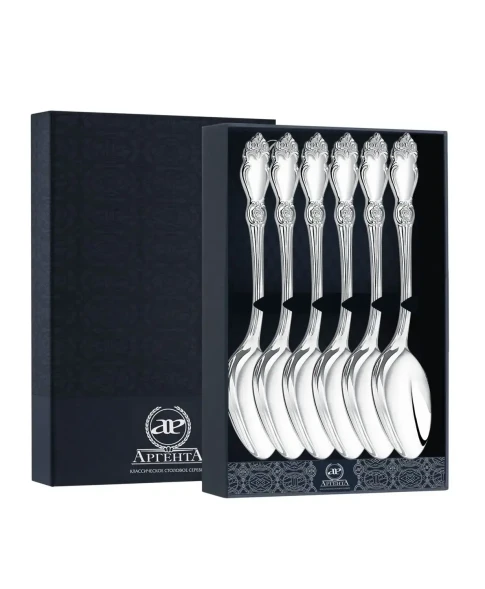 1681НБ03801 Серебряный чайный набор "Серебряная роза" на 6 персон (6 предметов)