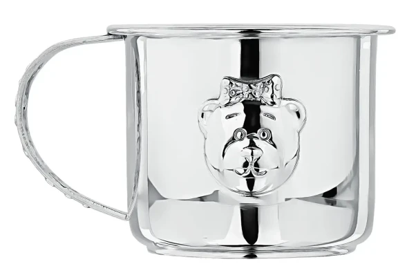 1005КР05801 Серебряная детская кружка «Мишка-малышка»