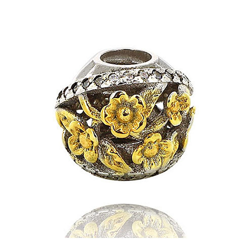 05-0305 Серебряный шарм-подвеска «Цветочный орнамент»