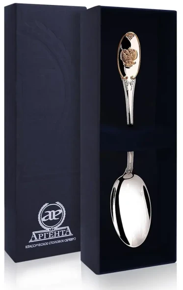 235ЛЖ03802 Серебряная чайная ложка «Единство» с золочением