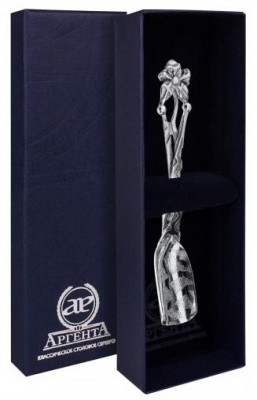 331СВ17006 Серебряный совок для сахара «Чертополох» с чернением в подарочном футляре