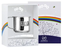 Серебряная детская кружка «Паровозик» с золочением