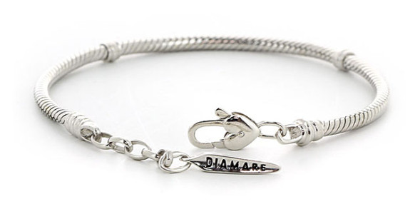 07-0019 Серебряный жесткий браслет для шармов с перемычками