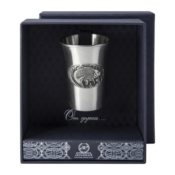 983СТ00806 Серебряная стопка «Лещ» с чернением