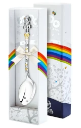 Серебряная детская ложка "Кукла с бантами" с золочением