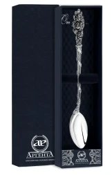 Серебряная ложка для размешивания кофе "Розалия" с чернением