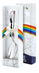 Серебряная детская ложка «Котик» с черной эмалью