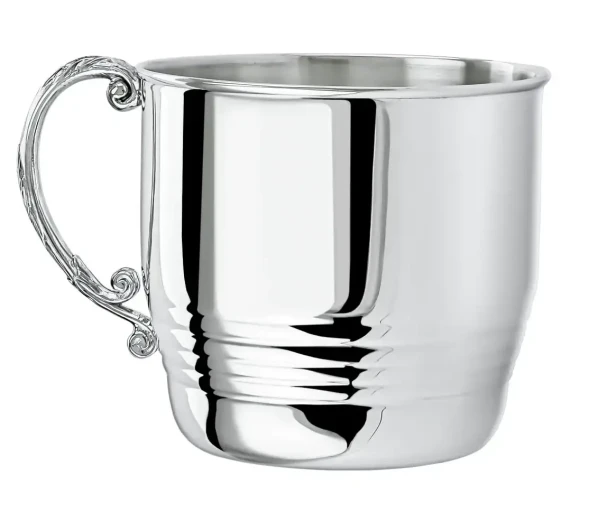 1159КР00801 Серебряная детская кружка «Рифленая»